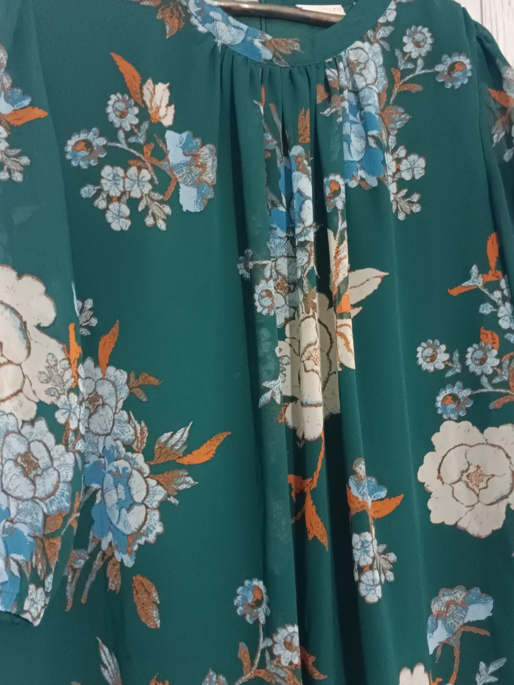 eva mendes for New York & Company Teal Floral Midi Dress